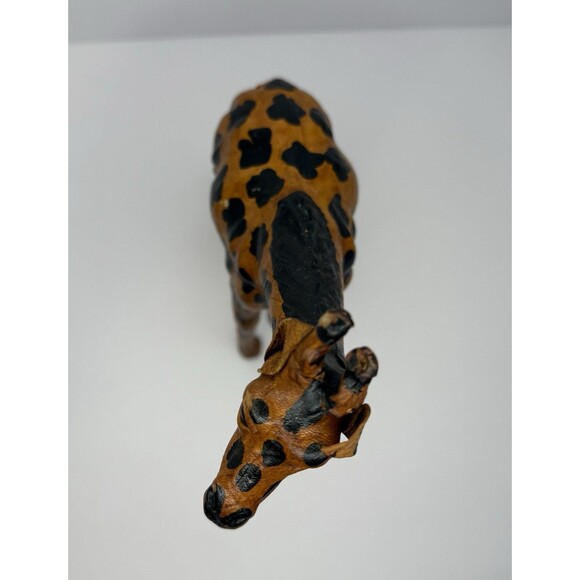 Leather Giraffe figurine 9.5" bookcase decor or coffee table decor. - Picture 4 of 8